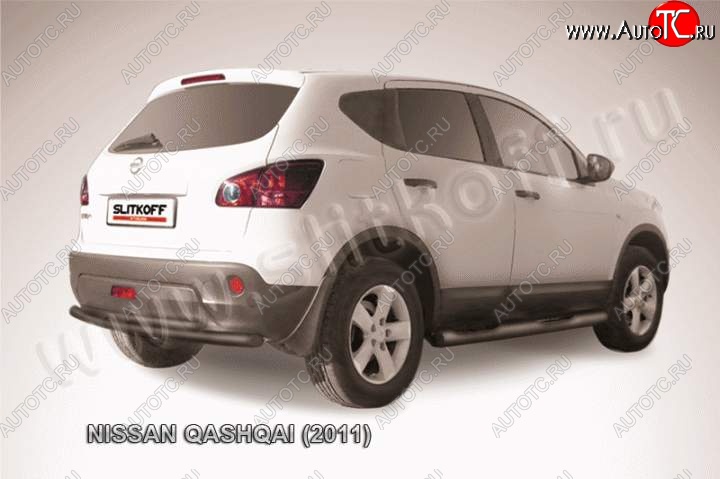 8 949 р. Защита задняя Slitkoff Nissan Qashqai 1 J10 рестайлинг (2010-2013) (Цвет: серебристый)  с доставкой в г. Москва