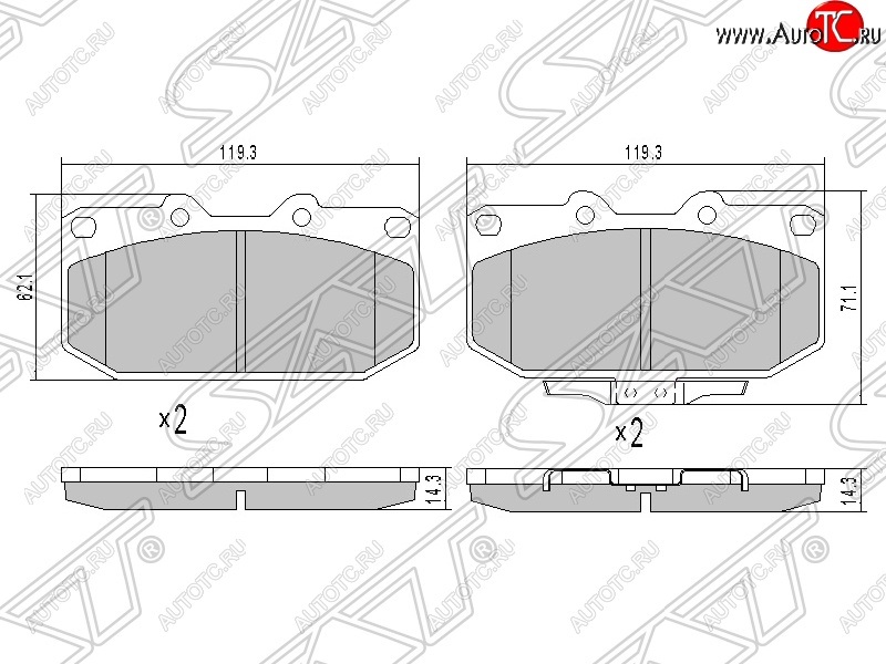 1 399 р. Колодки тормозные SAT (передние)  Subaru Impreza ( GD,  GG) (2000-2007) седан дорестайлинг, седан 1-ый рестайлинг, хэтчбэк 1-ый рестайлинг, седан 2-ой рестайлинг, хэтчбэк 2-ой рестайлинг  с доставкой в г. Москва