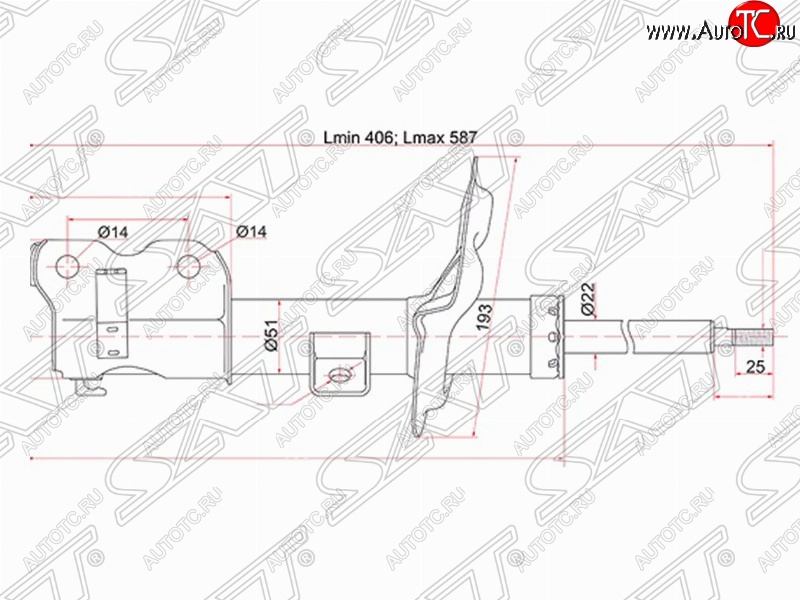 5 079 р. Правый амортизатор передний SAT Nissan Teana 1 J31 дорестайлинг (2003-2005)  с доставкой в г. Москва