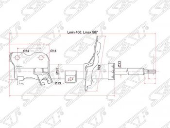 Левый амортизатор передний SAT Nissan Teana 1 J31 дорестайлинг (2003-2005)