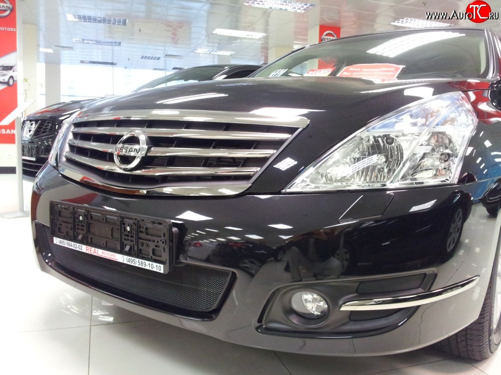 1 469 р. Сетка на бампер Russtal (черная) Nissan Teana 2 J32 дорестайлинг (2008-2011)  с доставкой в г. Москва