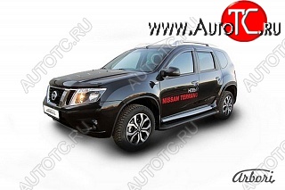 11 609 р. Порожки для ног Arbori Optima Black Nissan Terrano D10 дорестайлинг (2013-2016)  с доставкой в г. Москва