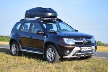 27 999 р. Порожки для ног из трубы Ø51 с алюминиевой площадкой Petroil Tuning Эстонец Renault Duster HS дорестайлинг (2010-2015) (Нержавеющая полированная сталь)  с доставкой в г. Москва. Увеличить фотографию 3