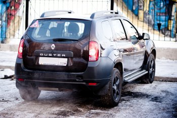 15 899 р. Порожки для ног из трубы Ø51 с алюминиевой площадкой Petroil Tuning Эстонец Nissan Terrano D10 дорестайлинг (2013-2016) (Черный (Шагрень))  с доставкой в г. Москва. Увеличить фотографию 5