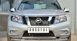 Защита переднего бампера (2 трубыØ63 и 42 мм, нержавейка) SLITKOFF Nissan (Нисан) Terrano (Террано)  D10 (2013-2022) D10 дорестайлинг, рестайлинг