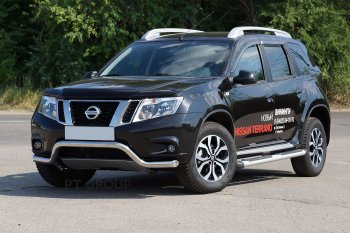 18 249 р. Защита переднего бампера Petroil Tuning (d63, волна) Nissan Terrano D10 дорестайлинг (2013-2016) (Нержавеющая полированная сталь)  с доставкой в г. Москва. Увеличить фотографию 2