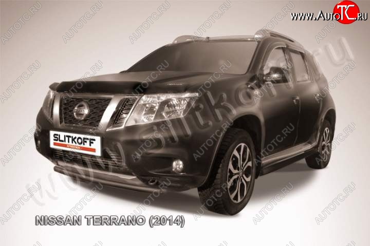 6 199 р. Защита переднего бампер Slitkoff  Nissan Terrano  D10 (2013-2022) дорестайлинг, рестайлинг (Цвет: серебристый)  с доставкой в г. Москва