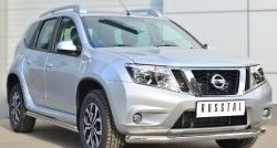 17 299 р. Защита порогов из круглой трубы диаметром 63 мм Russtal Nissan Terrano D10 дорестайлинг (2013-2016) (Защита порогов с со скосами на торцах (вариант 1))  с доставкой в г. Москва. Увеличить фотографию 3