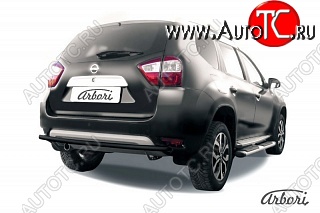 7 019 р. Защита заднего бампера Arbori (черная, 1 труба d42 mm). Nissan Terrano D10 дорестайлинг (2013-2016)  с доставкой в г. Москва