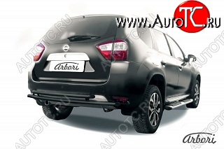 7 019 р. Защита заднего бампера Arbori (черная, 2 трубы d42 mm). Nissan Terrano D10 дорестайлинг (2013-2016)  с доставкой в г. Москва