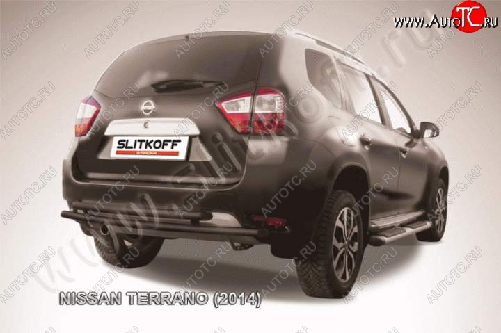 5 749 р. Защита задняя Slitkoff  Nissan Terrano  D10 (2013-2022) дорестайлинг, рестайлинг (Цвет: серебристый)  с доставкой в г. Москва