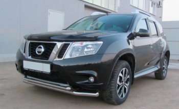 Защита переднего бампера Slitkoff (Ø 57+Ø 42, двойная). Nissan (Нисан) Terrano (Террано)  D10 (2013-2022) D10 дорестайлинг, рестайлинг