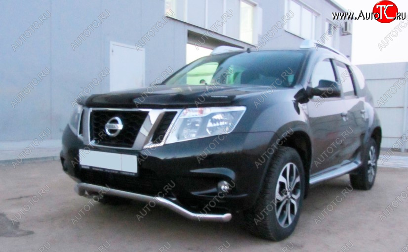 10 449 р. Защита переднего бампера Slitkoff (Ø 57, волна)  Nissan Terrano  D10 (2013-2022) дорестайлинг, рестайлинг (Нержавеющая сталь)  с доставкой в г. Москва