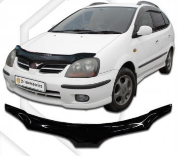 2 199 р. Дефлектор капота CA-Plastiс exclusive  Nissan Tino (1998-2003) V10 доресталийнг (Classic черный, Без надписи)  с доставкой в г. Москва. Увеличить фотографию 1