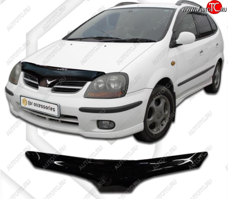 1 999 р. Дефлектор капота CA-Plastic  Nissan Tino (1998-2003) V10 доресталийнг (Classic черный, Без надписи)  с доставкой в г. Москва