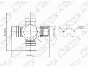 Крестовина карданного вала SAT INFINITI (Инфинити) QX56 (КуХ) ( JA60,  Z62) (2004-2013), Nissan (Нисан) titan (титан) (2003-2015)