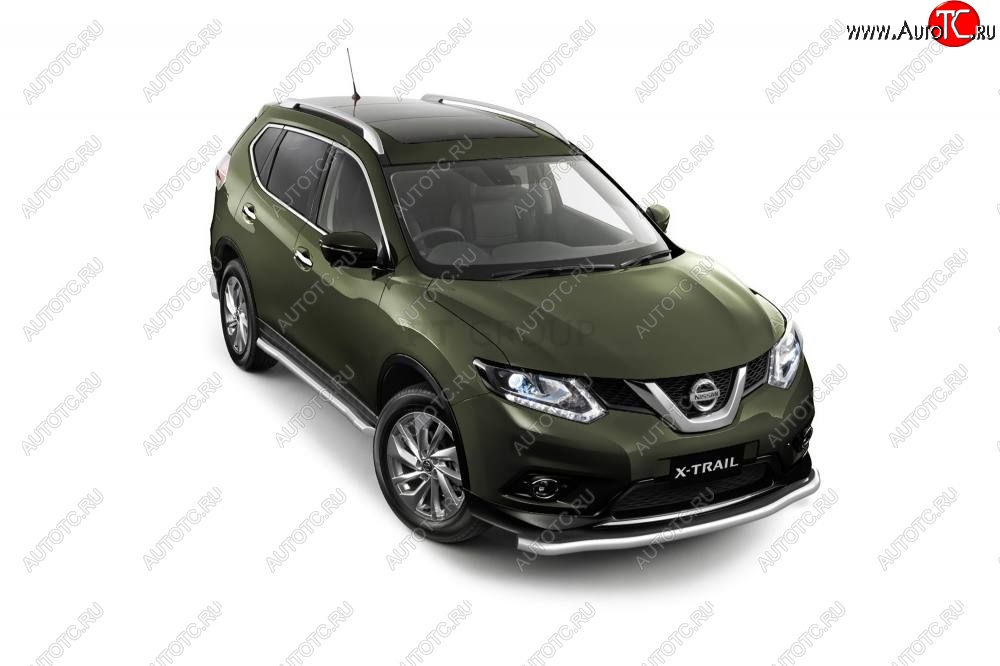 25 699 р. Защита порогов вогнутая из трубы Ø63 Petroil Tuning Nissan X-trail 3 T32 дорестайлинг (2013-2018) (Нержавеющая полированная сталь)  с доставкой в г. Москва