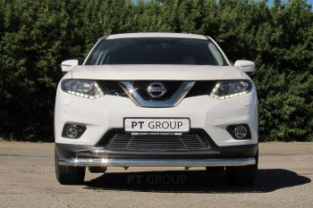 7 699 р. Накладка на решетку переднего бампера Petroil Tuning  Nissan X-trail  3 T32 (2013-2018) дорестайлинг (Без парктроника)  с доставкой в г. Москва. Увеличить фотографию 4