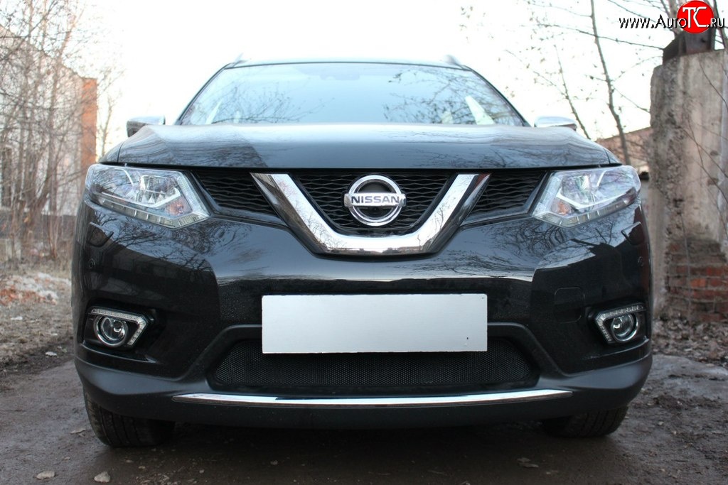 1 469 р. Сетка на бампер Russtal (черная)  Nissan X-trail  3 T32 (2017-2022) рестайлинг  с доставкой в г. Москва