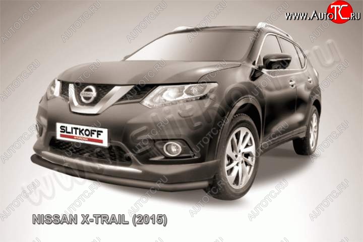 9 199 р. Защита переднего бампер Slitkoff Nissan X-trail 3 T32 дорестайлинг (2013-2018) (Цвет: серебристый)  с доставкой в г. Москва