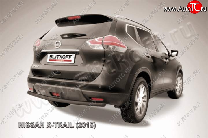 8 449 р. Защита задняя Slitkoff Nissan X-trail 3 T32 рестайлинг (2017-2022) (Цвет: серебристый)  с доставкой в г. Москва