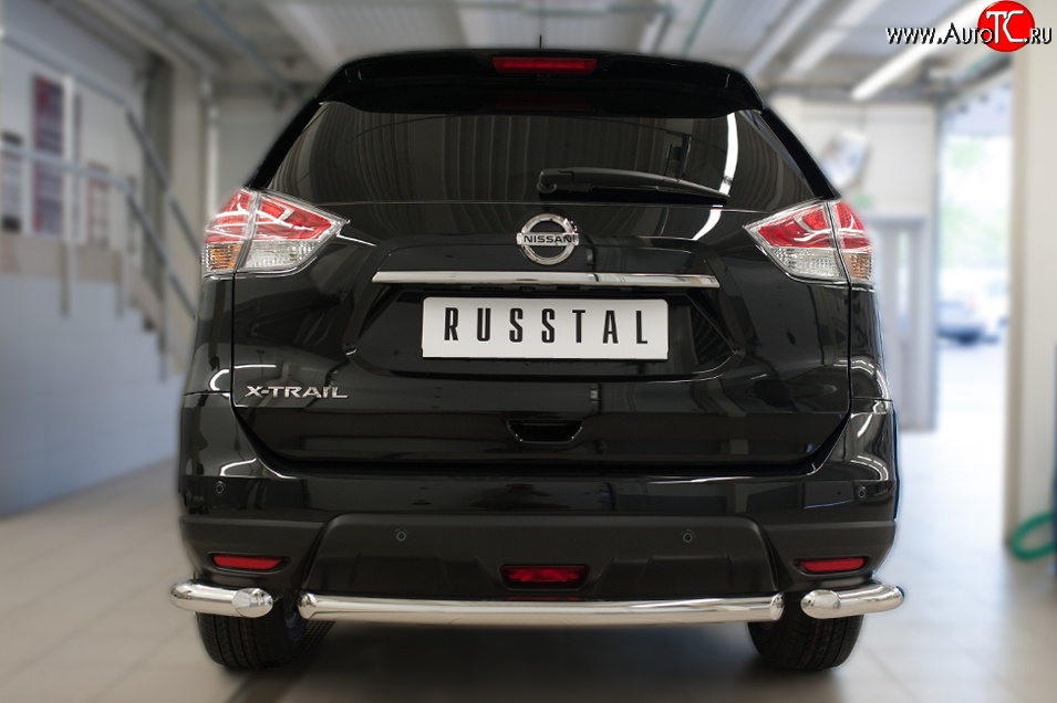 15 999 р. Одинарная защита заднего бампера из трёх труб диаметром 63 мм SLITKOFF Nissan X-trail 3 T32 рестайлинг (2017-2022)  с доставкой в г. Москва