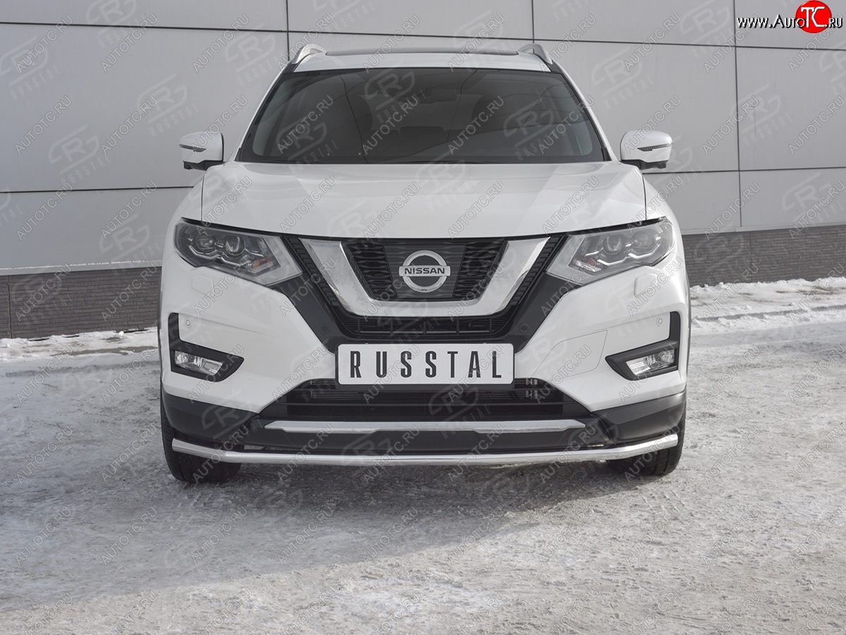 15 249 р. Защита переднего бампера (Ø42 мм, нержавейка) SLITKOFF Nissan X-trail 3 T32 дорестайлинг (2013-2018)  с доставкой в г. Москва