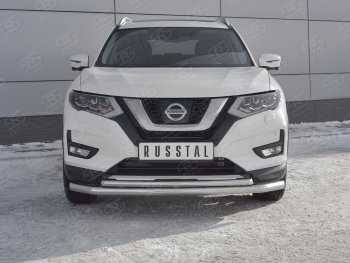 17 949 р. Защита переднего бампера (Ø63 и 42 мм) Nissan X-trail 3 T32 дорестайлинг (2013-2018)  с доставкой в г. Москва. Увеличить фотографию 1