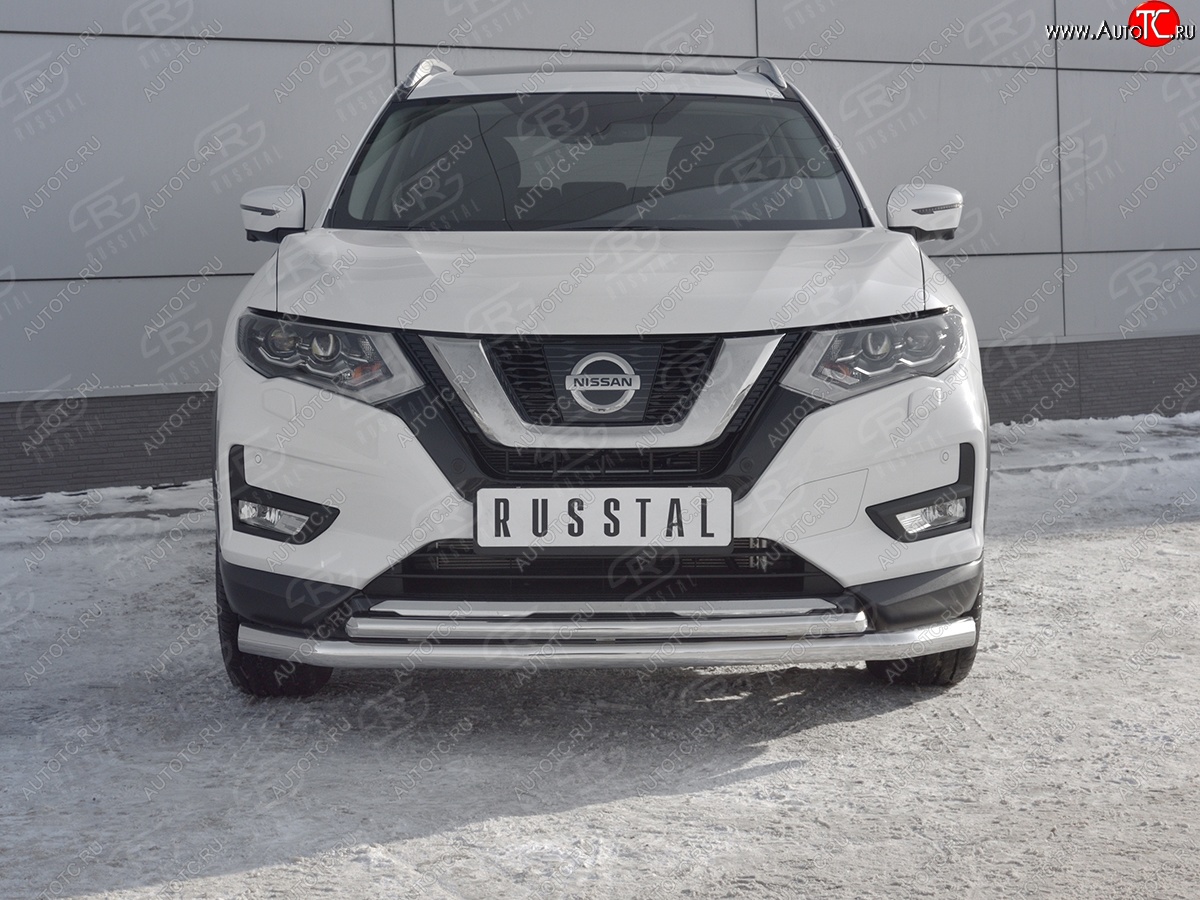 17 949 р. Защита переднего бампера (Ø63 и 42 мм)  Nissan X-trail  3 T32 (2013-2018) дорестайлинг  с доставкой в г. Москва