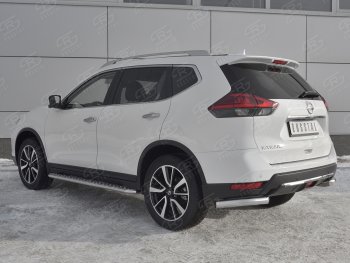 13 249 р. Защита заднего бампера (Ø63 мм уголки, нержавейка) SLITKOFF Nissan X-trail 3 T32 рестайлинг (2017-2022)  с доставкой в г. Москва. Увеличить фотографию 2