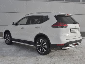 18 449 р. Защита заднего бампера (Ø63 и 42 мм , нержавейка) RUSSTAL Nissan X-trail 3 T32 рестайлинг (2017-2022)  с доставкой в г. Москва. Увеличить фотографию 2