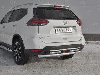 18 449 р. Защита заднего бампера (Ø63 и 42 мм , нержавейка) RUSSTAL Nissan X-trail 3 T32 рестайлинг (2017-2022)  с доставкой в г. Москва. Увеличить фотографию 4