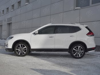 15 299 р. Защита порогов (Ø75x42 мм с проступью) Russtal Nissan X-trail 3 T32 рестайлинг (2017-2022)  с доставкой в г. Москва. Увеличить фотографию 2