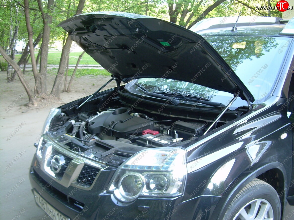 2 199 р. Упоры капота Russtal Nissan X-trail 2 T31 рестайлинг (2010-2015)  с доставкой в г. Москва