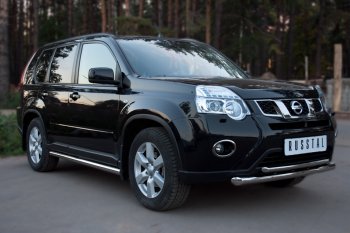 16 899 р. Защита переднего бампера (2 трубы Ø63 и 42 мм, нержавейка) SLITKOFF Nissan X-trail 2 T31 рестайлинг (2010-2015)  с доставкой в г. Москва. Увеличить фотографию 2