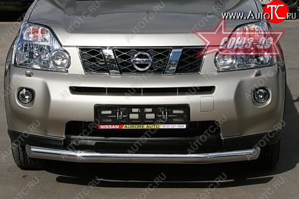 1 052 р. Защита переднего бампера одинарная Souz-96 (d76) Nissan X-trail 2 T31 дорестайлинг (2007-2011)  с доставкой в г. Москва