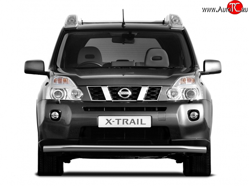 6 399 р. Одинарная защита переднего бампера диаметром 63 мм Petroil Tuning Nissan X-trail 2 T31 дорестайлинг (2007-2011)  с доставкой в г. Москва