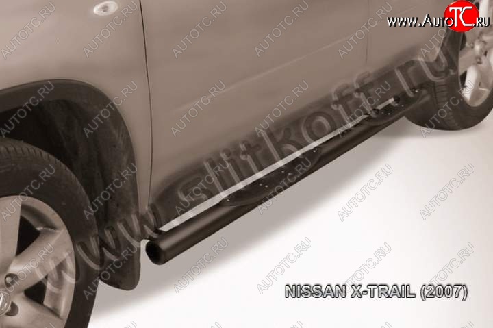 12 399 р. Защита порогов Slitkoff  Nissan X-trail  2 T31 (2007-2011) дорестайлинг (Цвет: серебристый)  с доставкой в г. Москва