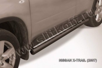 10 599 р. Защита порогов Slitkoff  Nissan X-trail  2 T31 (2007-2011) дорестайлинг (Цвет: серебристый)  с доставкой в г. Москва. Увеличить фотографию 1