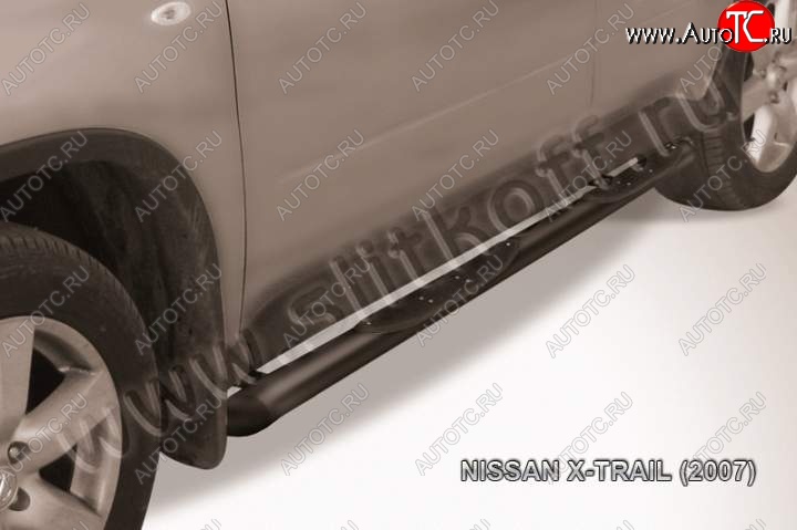 10 849 р. Пороги d76 с проступями со скосами  Nissan X-trail  2 T31 (2007-2011) дорестайлинг (Цвет: серебристый)  с доставкой в г. Москва