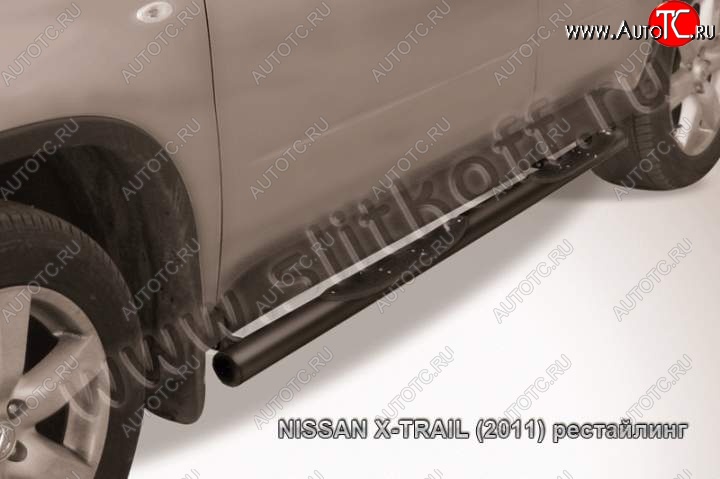 12 399 р. Защита порогов Slitkoff  Nissan X-trail  2 T31 (2007-2011) дорестайлинг (Цвет: серебристый)  с доставкой в г. Москва