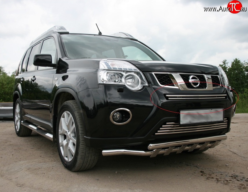 2 204 р. Декоративная вставка воздухозаборника Novline (d16 мм, верхняя) Nissan X-trail 2 T31 рестайлинг (2010-2015)  с доставкой в г. Москва