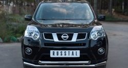 Защита переднего бампера (2 трубыØ63 мм, нержавейка) SLITKOFF Nissan X-trail 2 T31 рестайлинг (2010-2015)