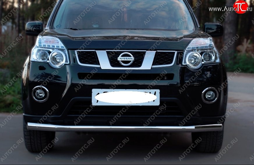 14 599 р. Защита переднего бампера (Ø63 мм, нержавейка) SLITKOFF Nissan X-trail 2 T31 рестайлинг (2010-2015)  с доставкой в г. Москва