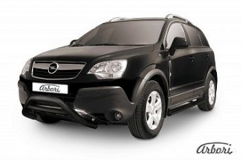 15 659 р. Защита переднего бампера Arbori (низкая - mini, черная, 1 труба d76 mm). Opel Antara (2006-2010)  с доставкой в г. Москва