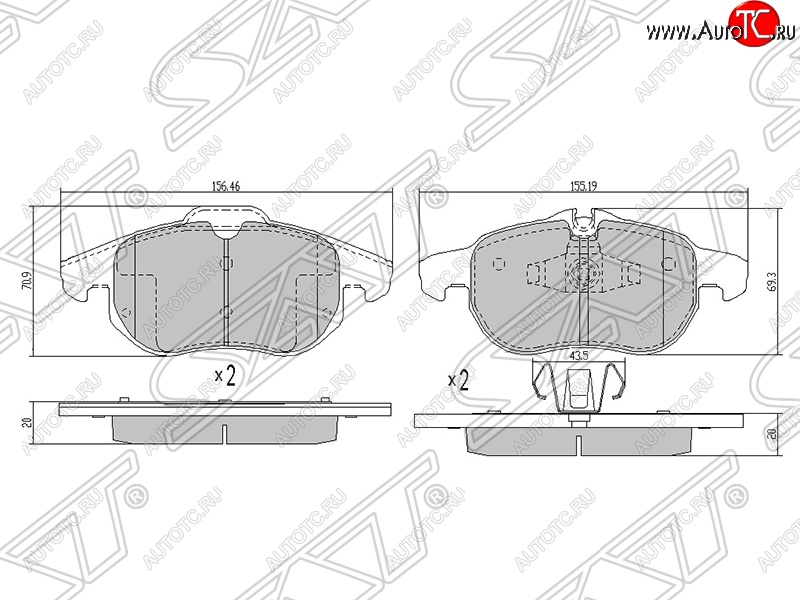 1 479 р. Колодки тормозные SAT (передние) Opel Zafira В рестайлинг (2007-2015)  с доставкой в г. Москва