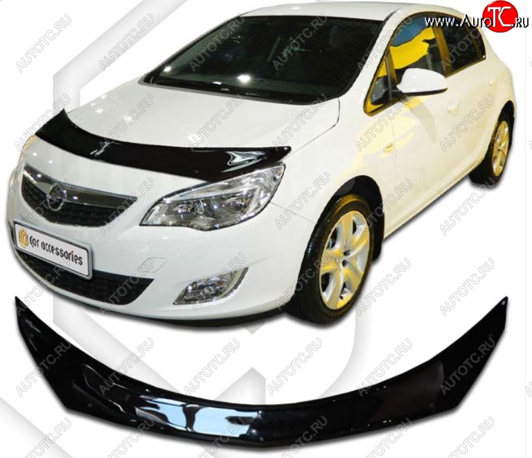 2 459 р. Дефлектор капота CA-Plastiс  Opel Astra  J (2012-2017) хэтчбек 5 дв.  рестайлинг (Classic черный, Без надписи)  с доставкой в г. Москва