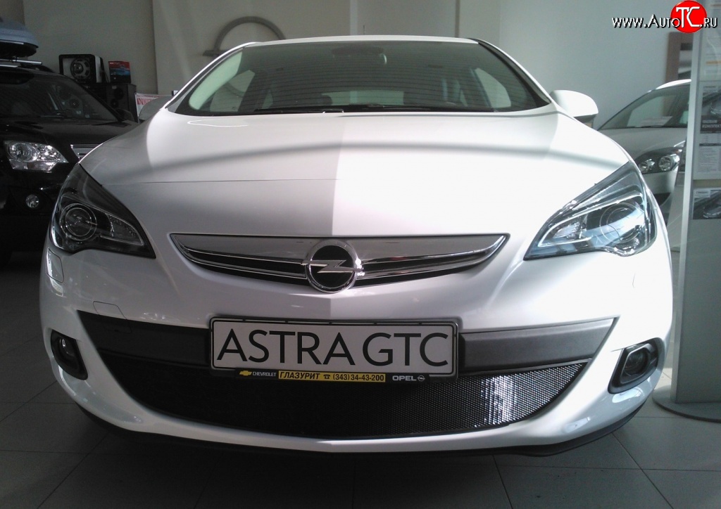 1 469 р. Сетка на бампер GTC Russtal (черная) Opel Astra J хэтчбек 5 дв. дорестайлинг (2009-2012)  с доставкой в г. Москва