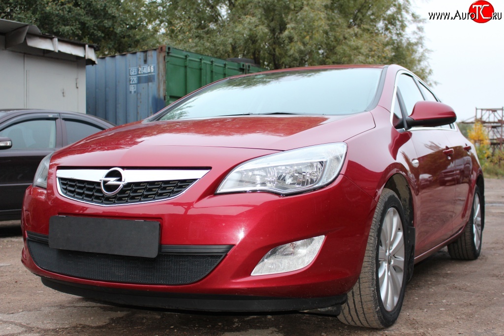 1 469 р. Сетка на бампер Russtal (черная)  Opel Astra  J (2009-2012) хэтчбек 5 дв. дорестайлинг  с доставкой в г. Москва