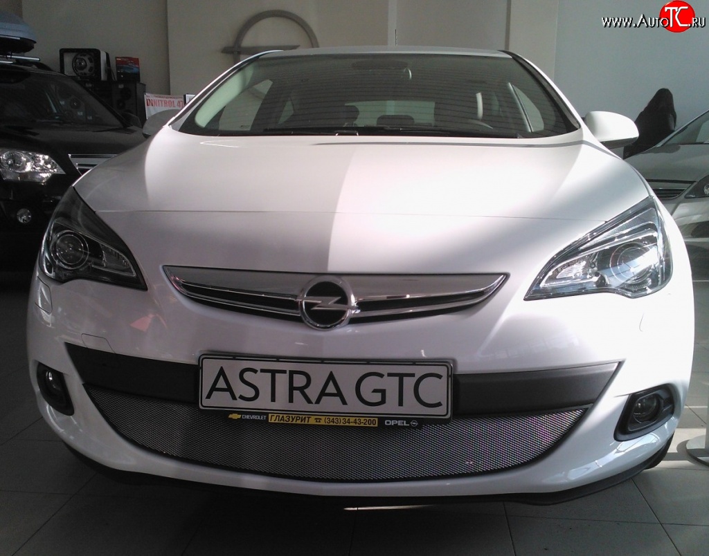 1 539 р. Сетка на бампер GTC Russtal (хром)  Opel Astra  J (2009-2012) хэтчбек 5 дв. дорестайлинг  с доставкой в г. Москва